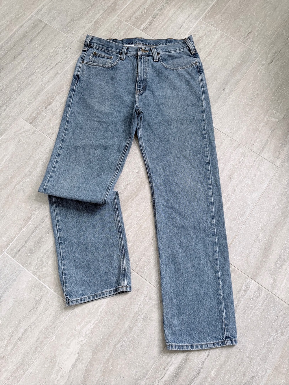 Carhartt B480 DPS Traditional Fit Jeans Mens 35x34 Light Wash Straight Leg